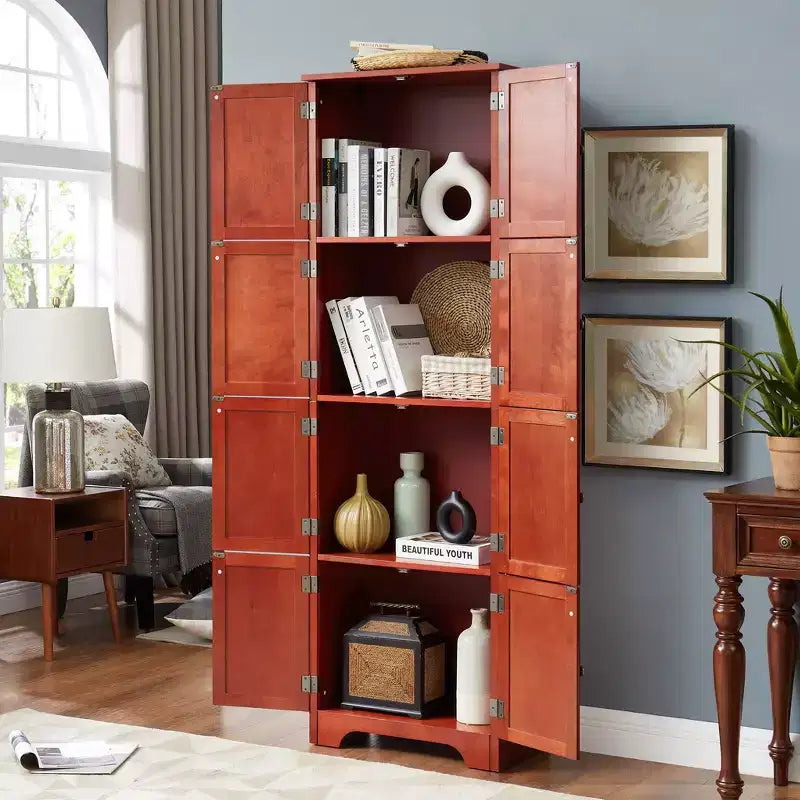 Armoire de rangement haute de 183 cm avec 8 portes et 4 étagères pour salon, cuisine ou bureau