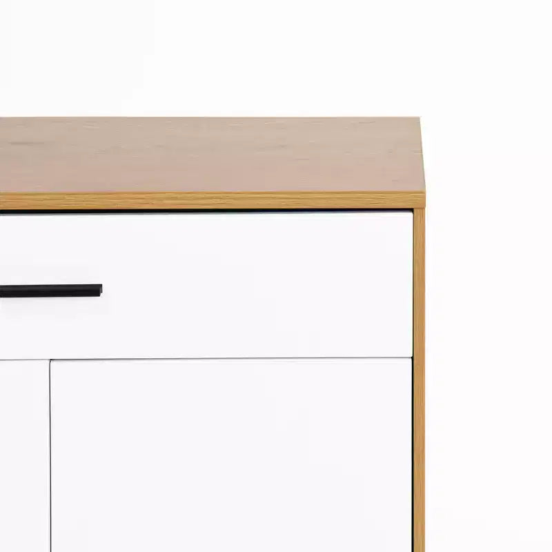 JVNOXK Meuble à chaussures à quatre niveaux, étagère à chaussures autoportante en bois, avec deux portes d'armoire blanches et des étagères réglables, idéal pour les entrées
