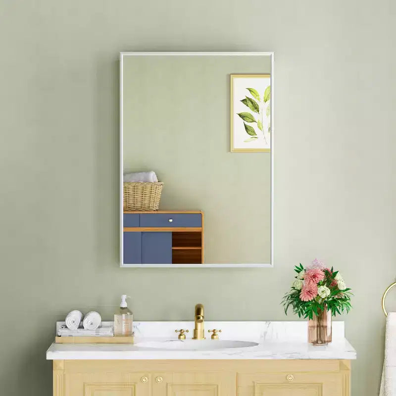 Armoire à pharmacie Elise avec miroir, armoire de salle de bain à montage en surface ou encastré, étagères réglables en verre trempé, réversible