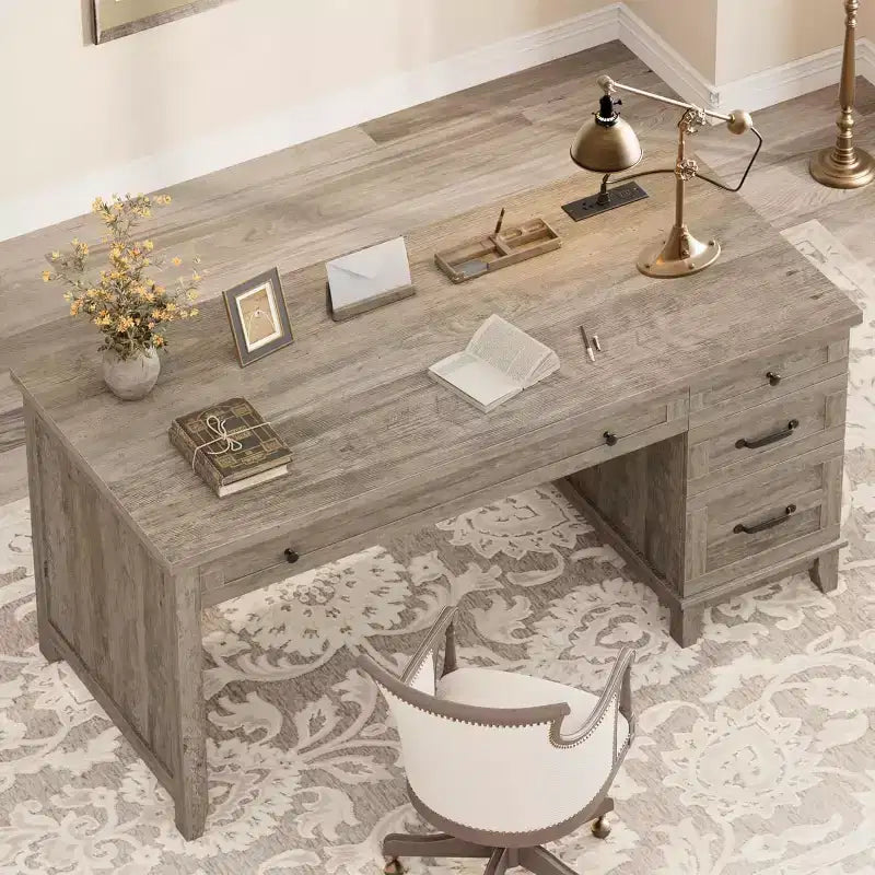 Bureau de Ferme avec Tiroir de Classement, Bureau d'Ordinateur, pour le Travail et les Études