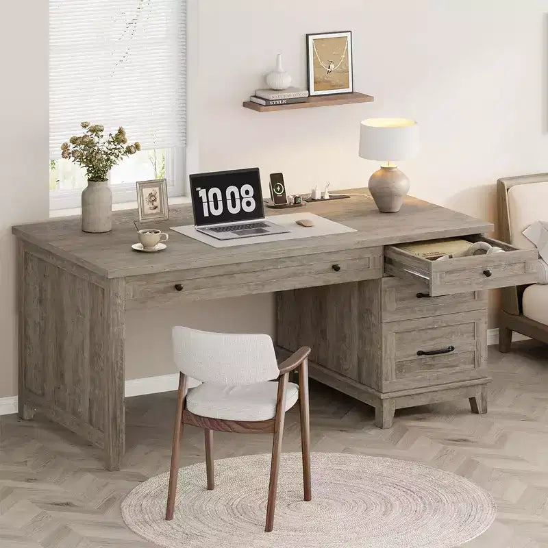 Bureau de Ferme avec Tiroir de Classement, Bureau d'Ordinateur, pour le Travail et les Études
