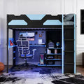 Luxystar Full Size Wood Loft Bed with Adjustable Desk, Wardrobe, Shelves & Pegboard