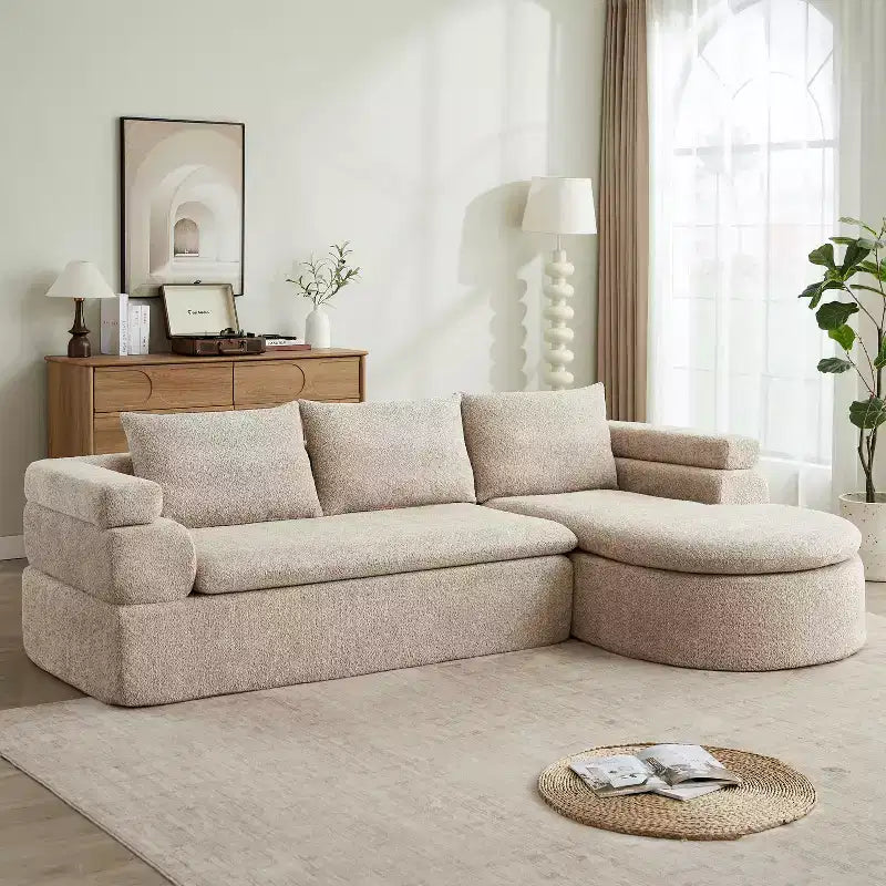 Christopher Knight Home Evelyne 106 Modern 4-Seater L Shaped Sectional Sofas with 3 Pillows