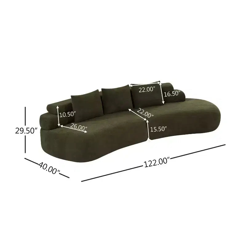 Christopher Knight Home Fiorella 122 Canapé sectionnel moderne incurvé 4 places avec 3 coussins