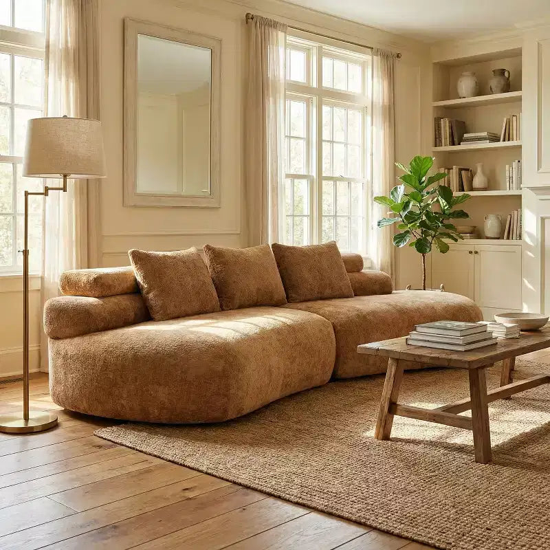 Christopher Knight Home Fiorella 122 Canapé sectionnel moderne incurvé 4 places avec 3 coussins