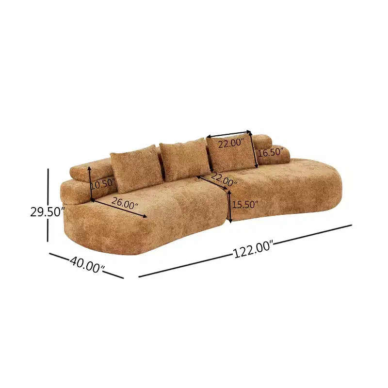 Christopher Knight Home Fiorella 122 Canapé sectionnel moderne incurvé 4 places avec 3 coussins