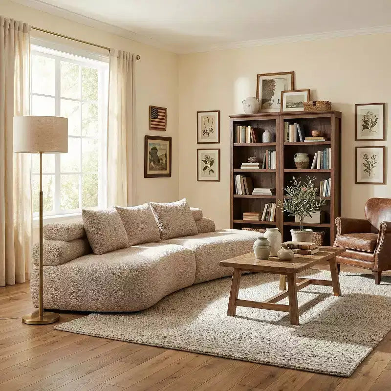 Christopher Knight Home Fiorella 122 Canapé sectionnel moderne incurvé 4 places avec 3 coussins