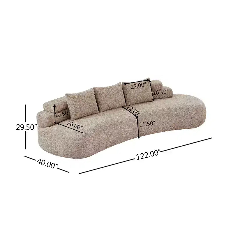 Christopher Knight Home Fiorella 122 Canapé sectionnel moderne incurvé 4 places avec 3 coussins
