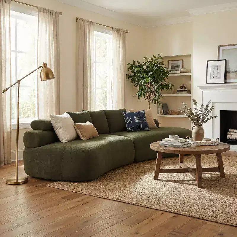 Christopher Knight Home Fiorella 122 Canapé sectionnel moderne incurvé 4 places avec 3 coussins