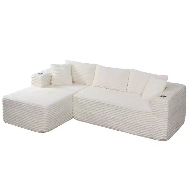 Celebalcony 103 Canapés modulaires sans accoudoirs pour salon, Canapé modulaire en forme de L avec méridienne, Canapé confortable en velours côtelé moelleux, Aucun assemblage requis