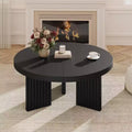 33.4 Small Round Coffee Table - 1.3 Thick Top with Fluted Legs, Accent Cocktail Table for Living Room Bedroom Easy Assembly