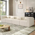 145.5-Inch Modular Sectional Sofa with Beige Polyester Upholstery, 4 Pieces, for Living Room