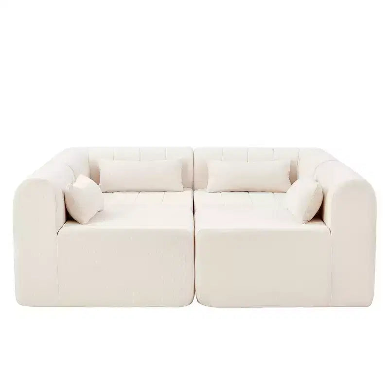 Canapé sectionnel modulaire de 145,5 pouces avec revêtement en polyester beige, 4 pièces, pour salon