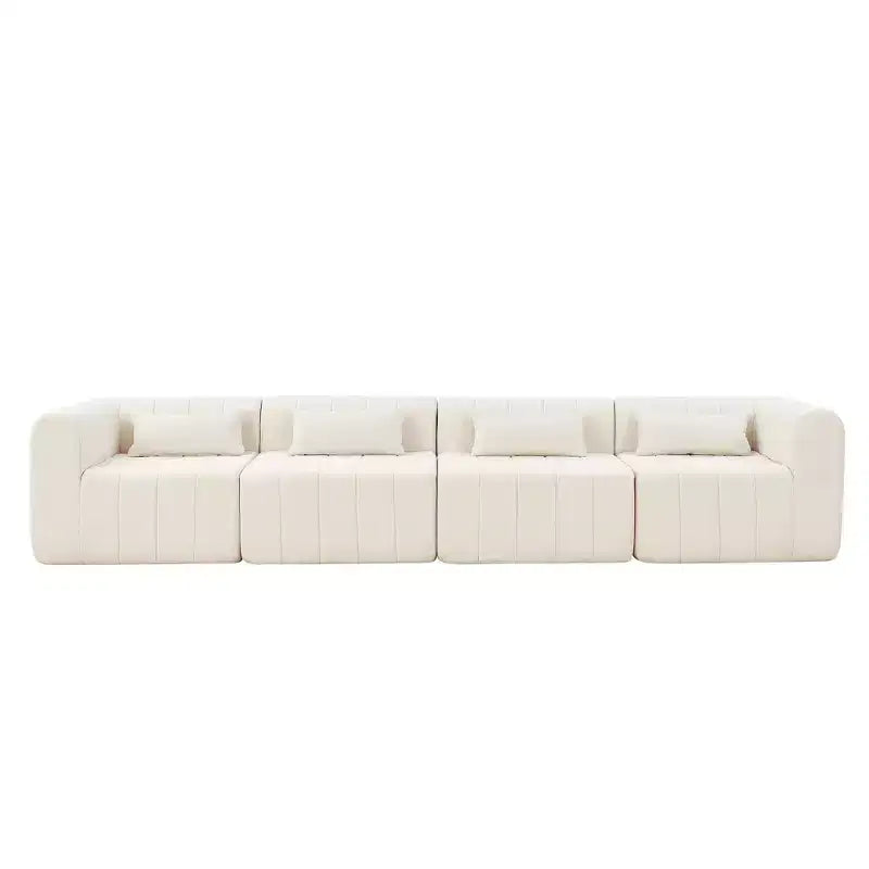 Canapé sectionnel modulaire de 145,5 pouces avec revêtement en polyester beige, 4 pièces, pour salon