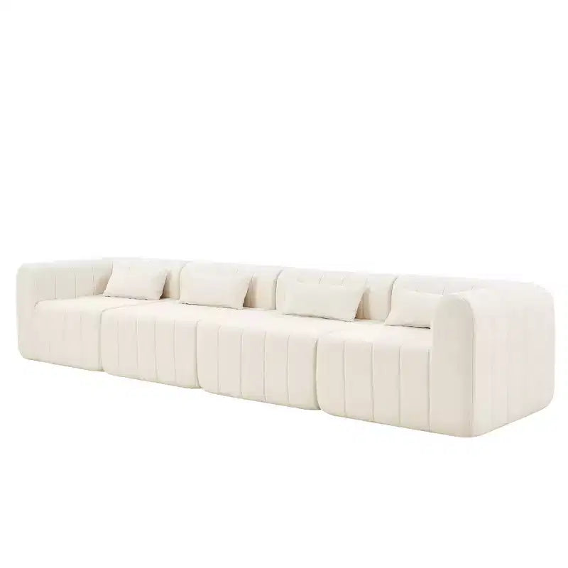 Canapé sectionnel modulaire de 145,5 pouces avec revêtement en polyester beige, 4 pièces, pour salon