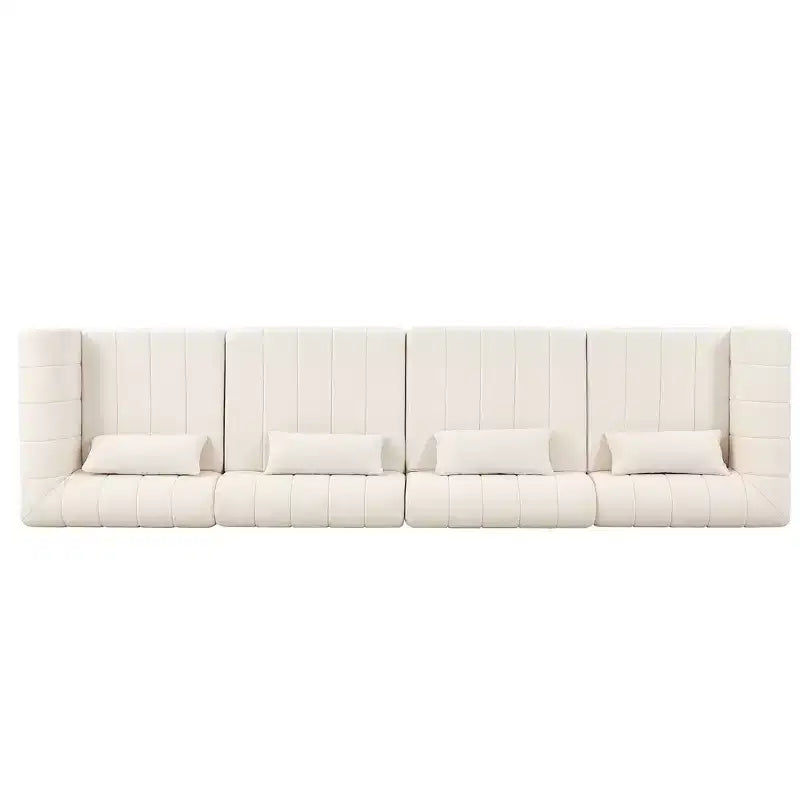 Canapé sectionnel modulaire de 145,5 pouces avec revêtement en polyester beige, 4 pièces, pour salon