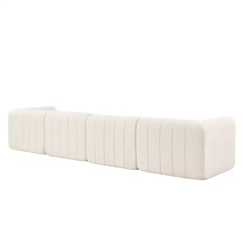 Canapé sectionnel modulaire de 145,5 pouces avec revêtement en polyester beige, 4 pièces, pour salon