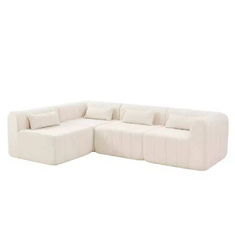 Canapé sectionnel modulaire de 145,5 pouces avec revêtement en polyester beige, 4 pièces, pour salon