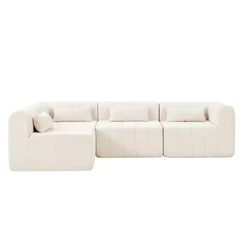 Canapé sectionnel modulaire de 145,5 pouces avec revêtement en polyester beige, 4 pièces, pour salon