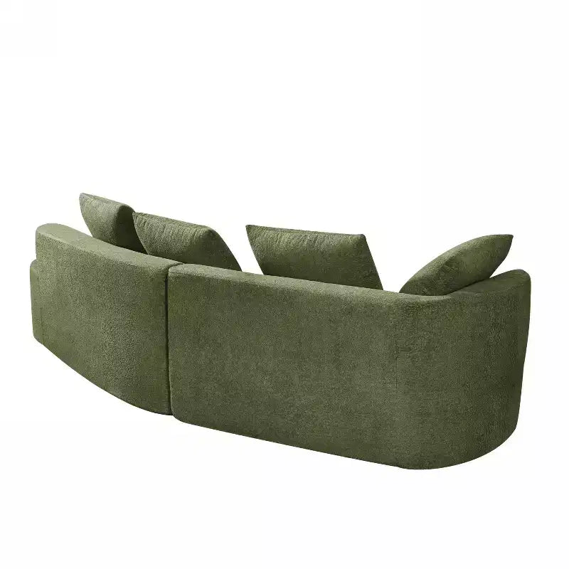 Canapé d'angle moderne incurvé de 295 cm avec méridienne, revêtement en velours nacré, pour salon