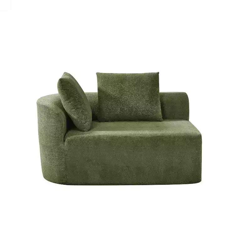 Canapé d'angle moderne incurvé de 295 cm avec méridienne, revêtement en velours nacré, pour salon