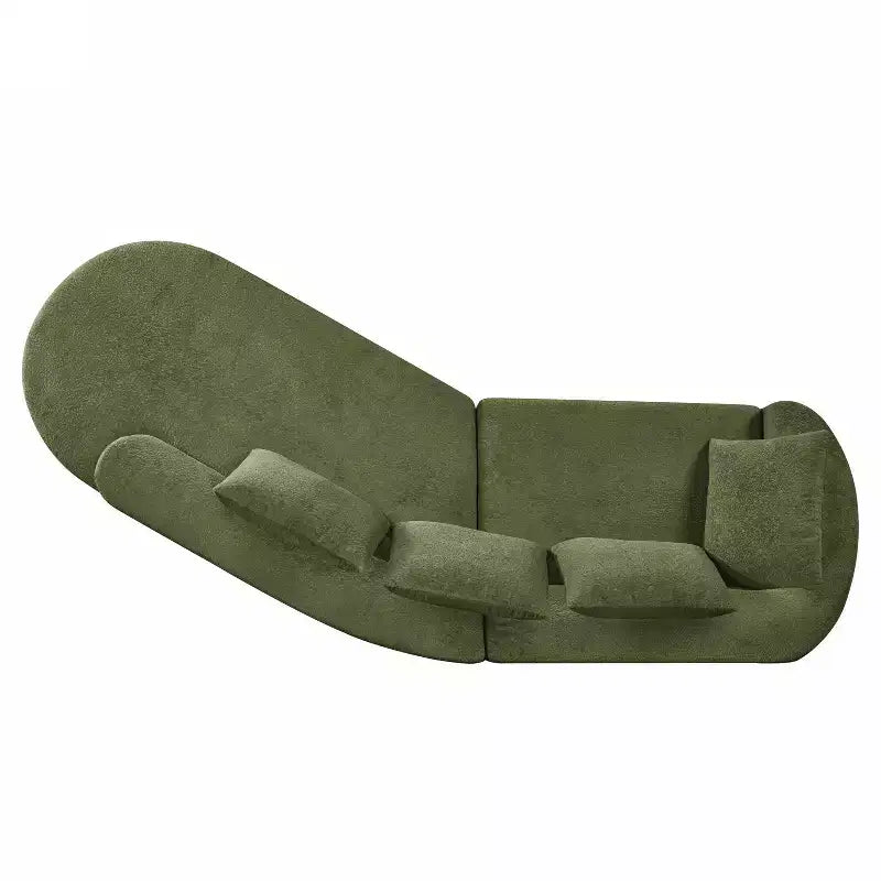 Canapé d'angle moderne incurvé de 295 cm avec méridienne, revêtement en velours nacré, pour salon