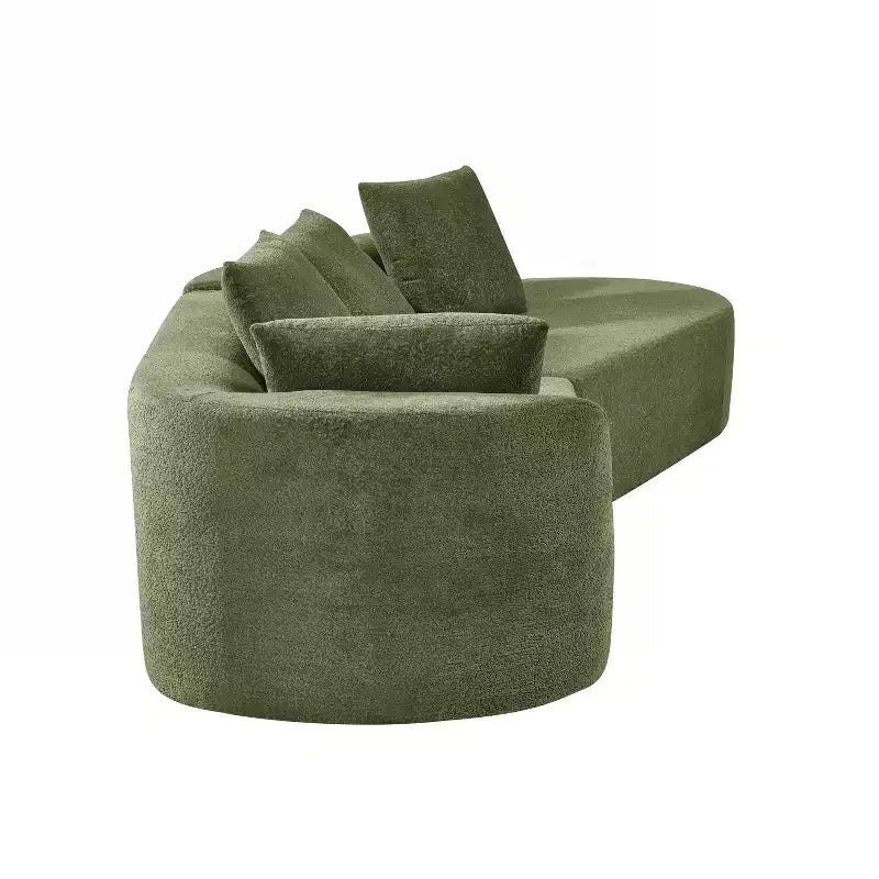 Canapé d'angle moderne incurvé de 295 cm avec méridienne, revêtement en velours nacré, pour salon