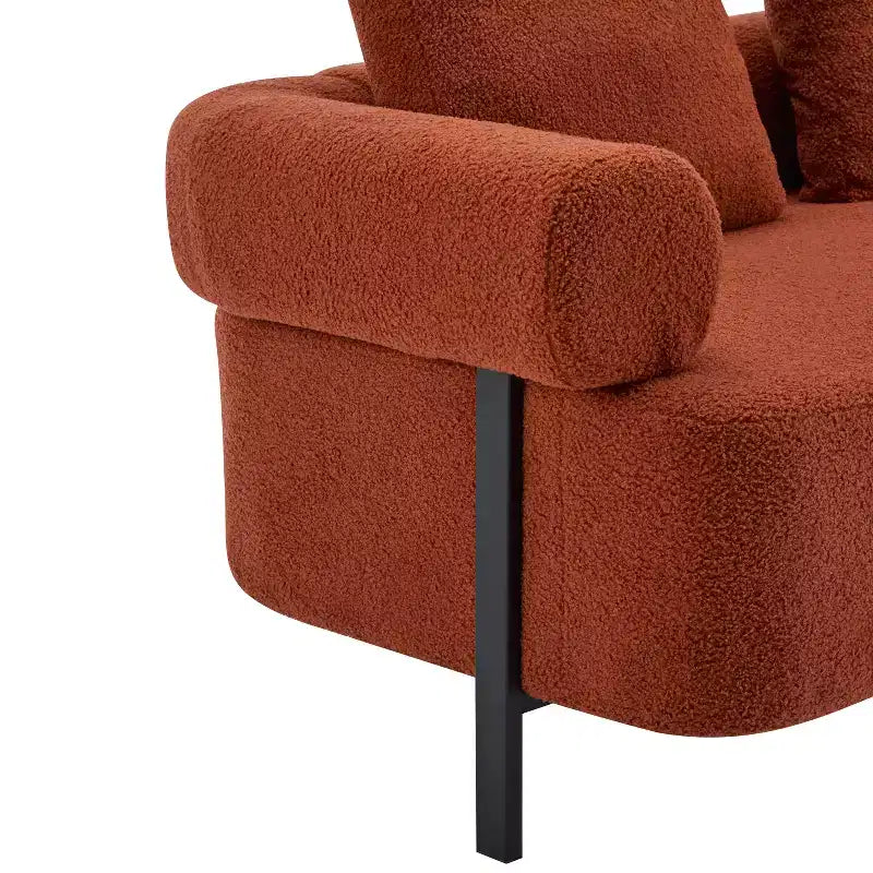 Canapé moderne 3 places orange de 78 pouces avec coussins moelleux, pour salon ou chambre à coucher