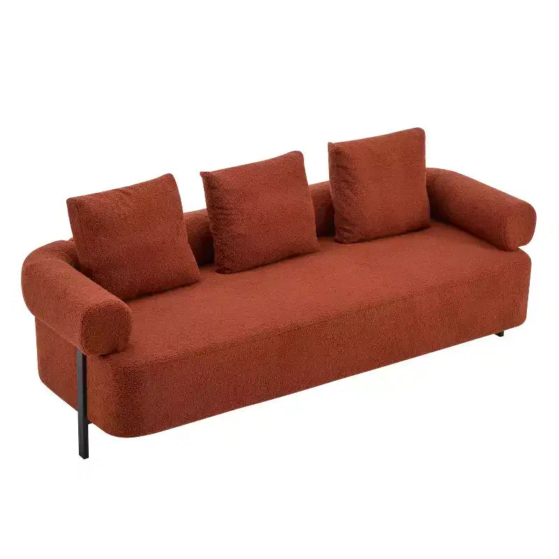 Canapé moderne 3 places orange de 78 pouces avec coussins moelleux, pour salon ou chambre à coucher