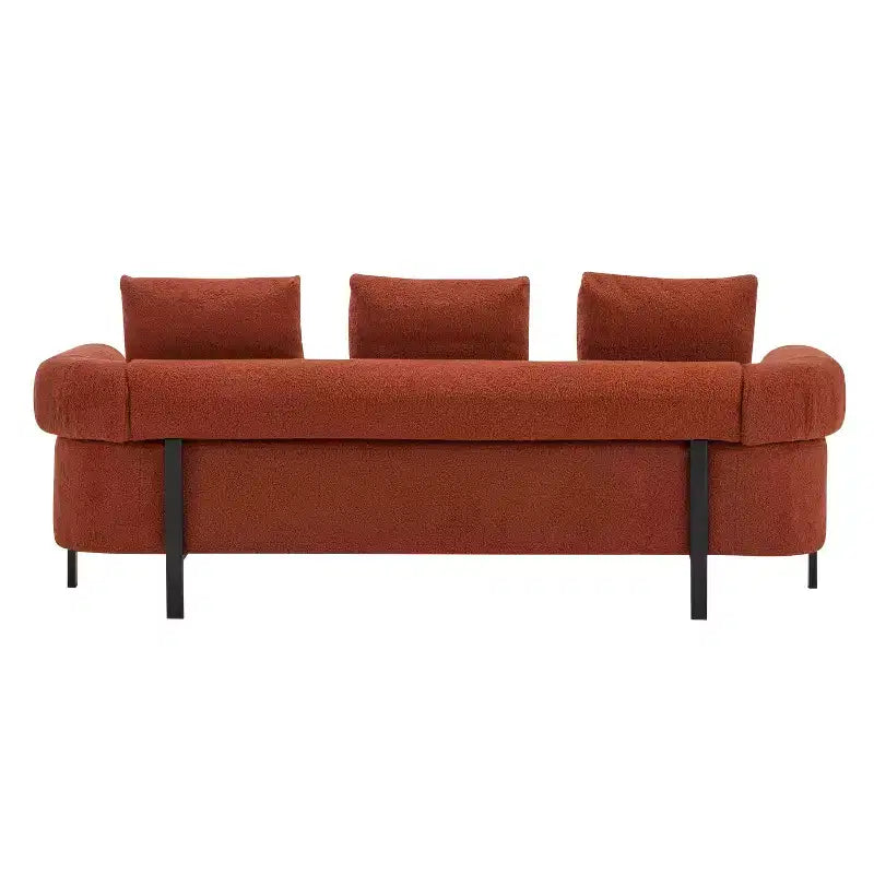 Canapé moderne 3 places orange de 78 pouces avec coussins moelleux, pour salon ou chambre à coucher