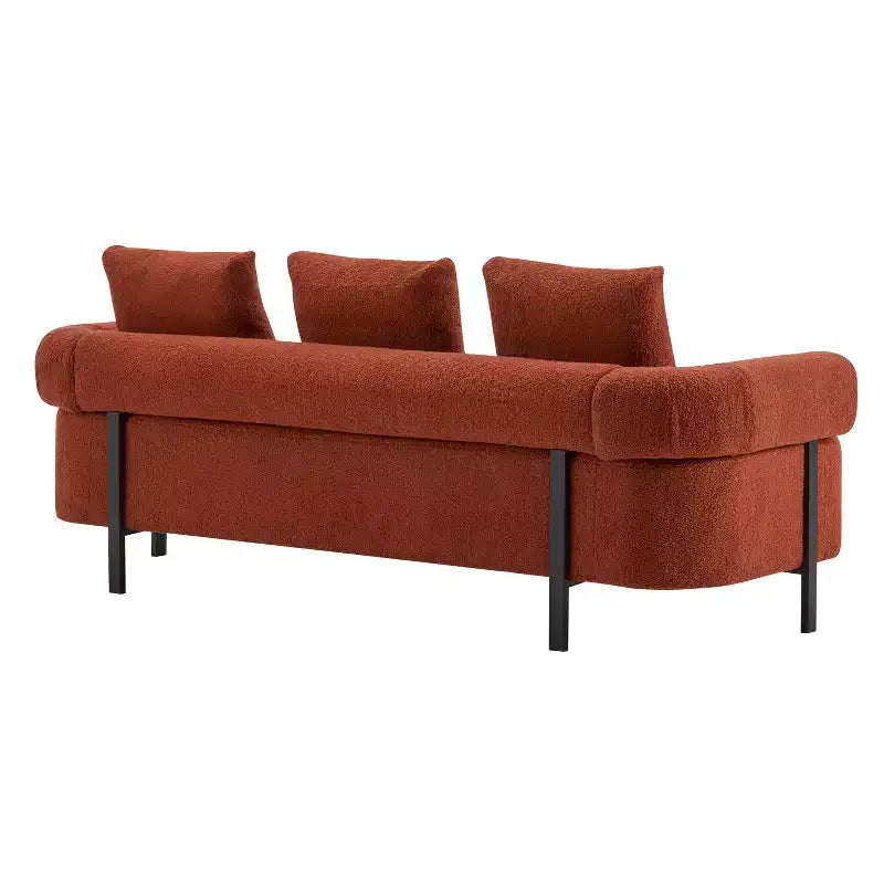 Canapé moderne 3 places orange de 78 pouces avec coussins moelleux, pour salon ou chambre à coucher
