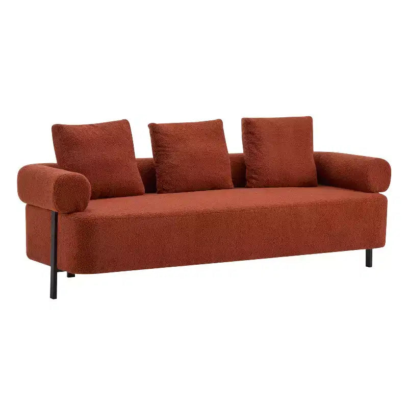 Canapé moderne 3 places orange de 78 pouces avec coussins moelleux, pour salon ou chambre à coucher