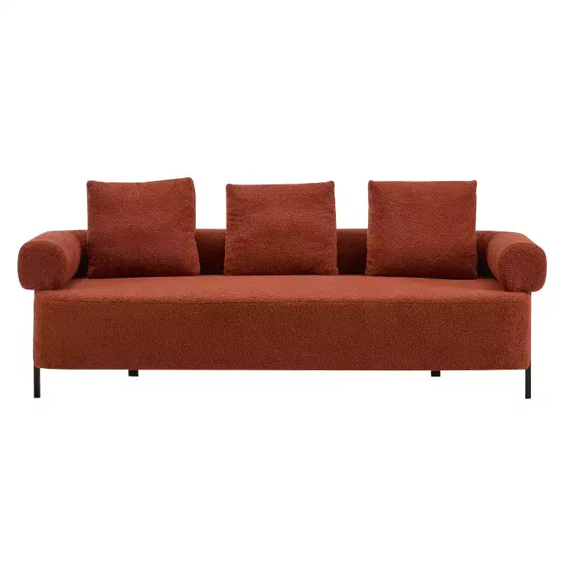 Canapé moderne 3 places orange de 78 pouces avec coussins moelleux, pour salon ou chambre à coucher