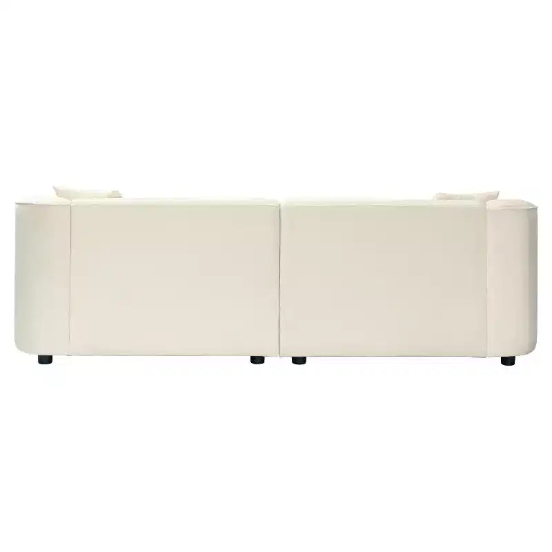 Canapé contemporain courbé de 87 pouces en blanc cassé, assise moelleuse, pour intérieurs élégants
