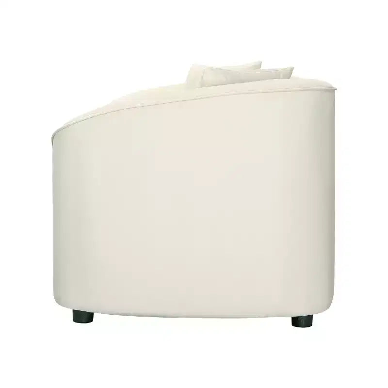 Canapé contemporain courbé de 87 pouces en blanc cassé, assise moelleuse, pour intérieurs élégants