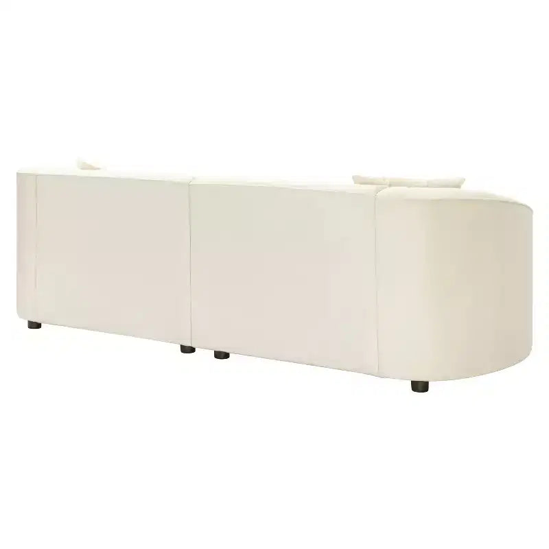 Canapé contemporain courbé de 87 pouces en blanc cassé, assise moelleuse, pour intérieurs élégants