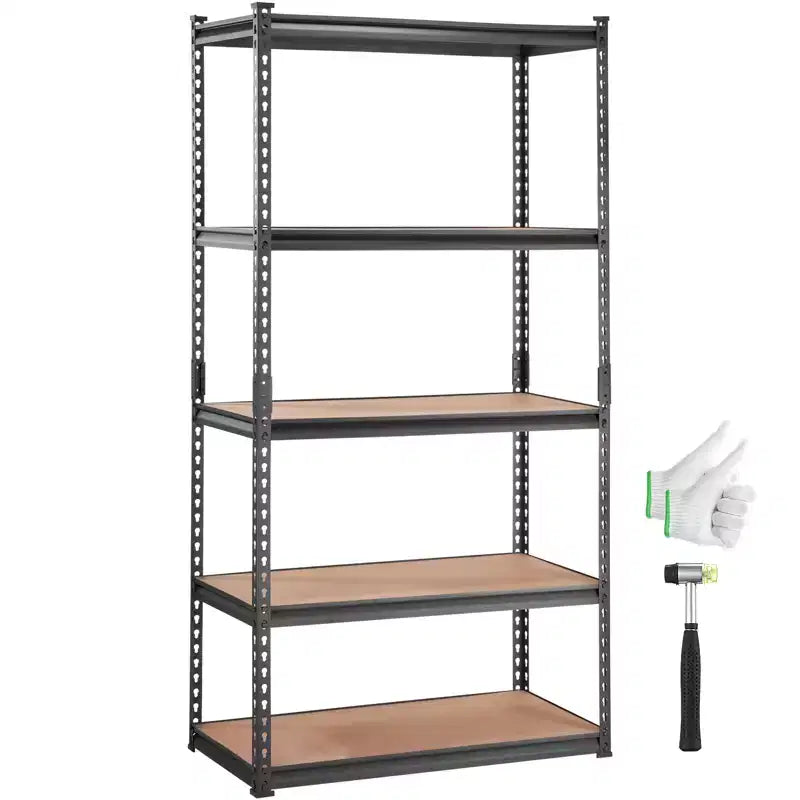 VEVOR Storage Shelving Unit, 5-Tier Adjustable, 2000 lbs Capacity, Heavy Duty Garage Shelves Metal Organizer Utility Rack, Black, 35L x 18W x 71H