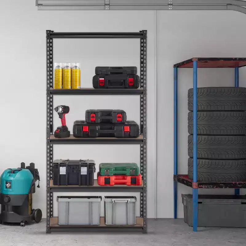 Étagère de rangement VEVOR, 5 niveaux réglables, capacité de 907 kg, étagères de garage robustes, organisateur en métal, rack utilitaire, noir, 89L x 46W x 180H