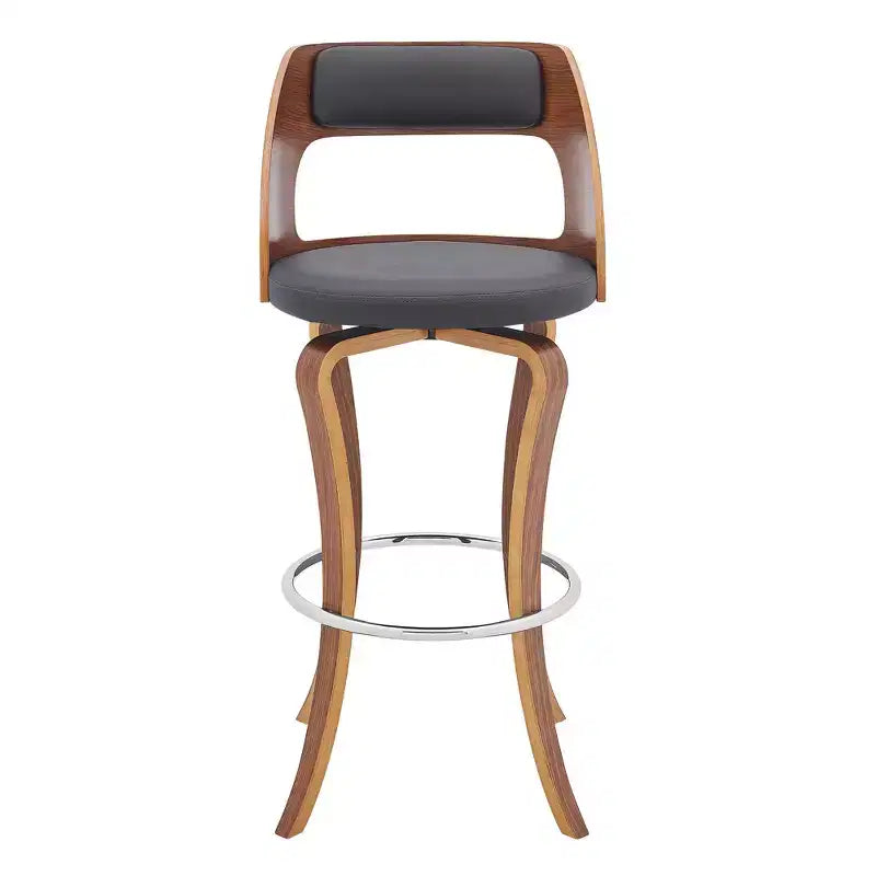 Chaise de bar pivotante HomeRoots 29 en similicuir gris et marron