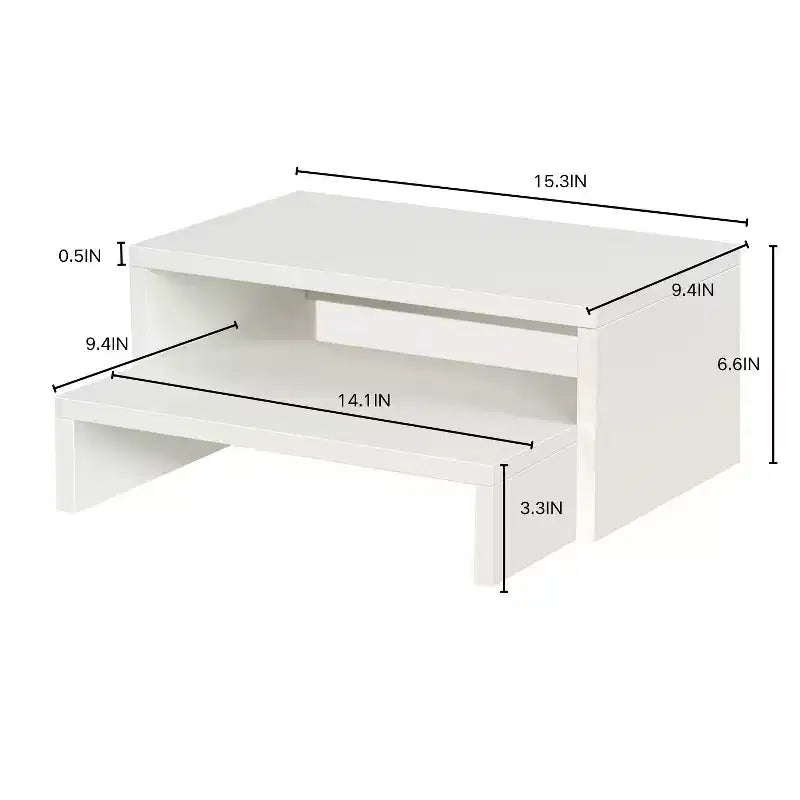 Support d'écran double niveau FurnitureR, support ergonomique pour écran d'ordinateur avec étagère de rangement, organisateur de bureau pour ordinateur portable, PC et fournitures de bureau
