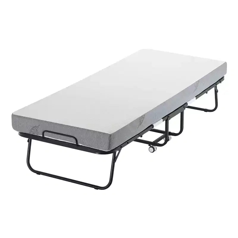 Zeus & Ruta 31x 75 Twin Size Folding Bed with 5 Mattress, Portable Guest Bed for Adults, Gray