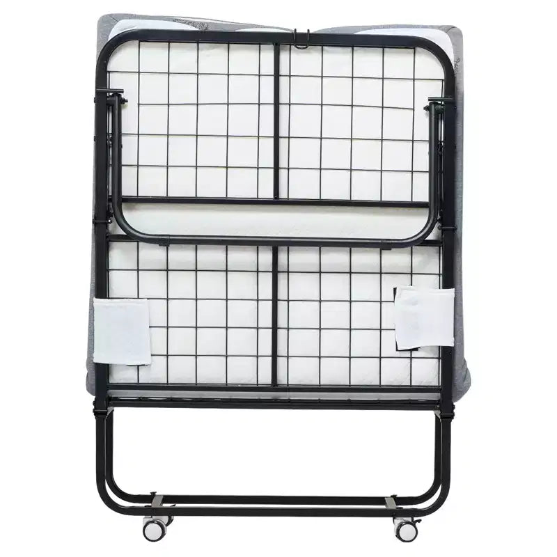 Lit pliant Zeus & Ruta 31x75 (taille double) avec 5 matelas, lit d'appoint portable pour adultes, gris
