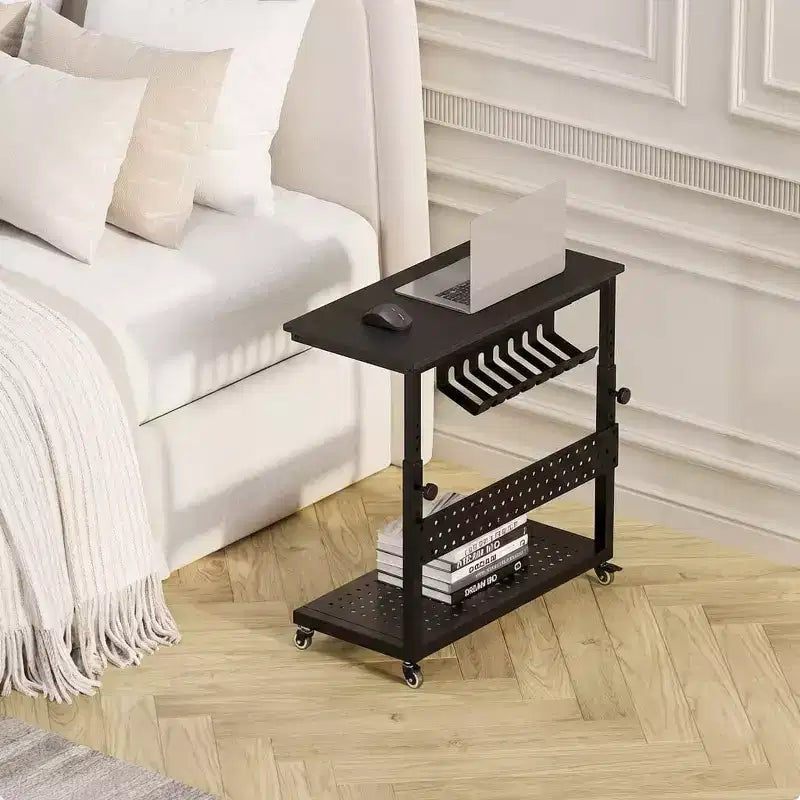 Support de tour d'ordinateur ajustable sur roulettes avec gestion des câbles, hauteur réglable de 58 à 86,6 cm pour sous le bureau. Support mobile à 2 niveaux pour bureau et maison, blanc.