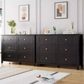 Storage Drawers Unit 2pcs, 6 Chest of Drawer Dresser for 48 Inch TV, Modern Wood Organizer TV Stand for Living Room, Entryway, Hallway, Black