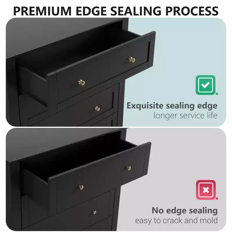 Meuble de Rangement à Tiroirs (Lot de 2), Commode 6 Tiroirs pour Téléviseur 48 Pouces, Meuble TV Organiseur Moderne en Bois pour Salon, Entrée, Couloir, Noir