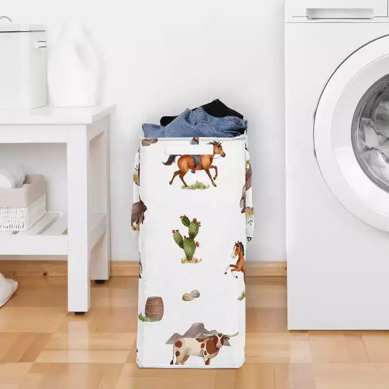 Panier à linge pliable Jojo Designs pour garçon avec poignées, thème Western campagnard, taupe et crème