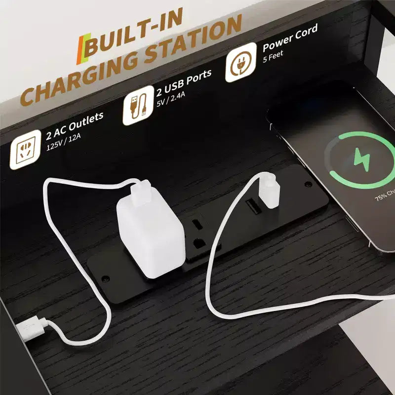 Commode, commode intelligente avec 11 tiroirs en tissu, station de recharge intégrée et RVB contrôlable par application, style industriel blanc