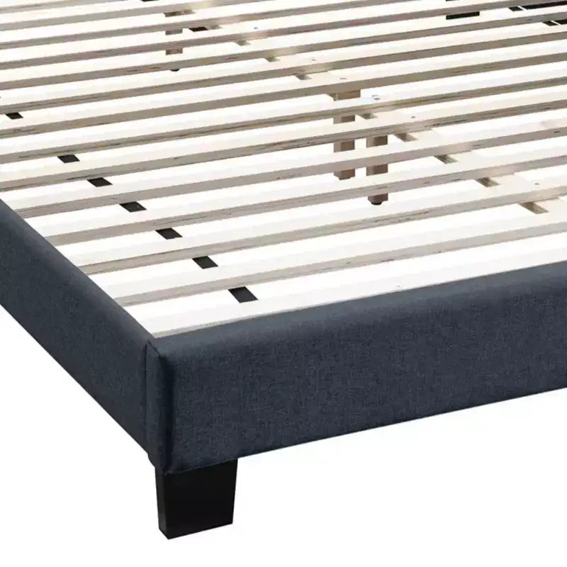 GDFStudio Everett Lit Plateforme Rembourré en Toile de Jute Style Classique Européen avec Tête de Lit Capitonnée à Clous Décoratifs