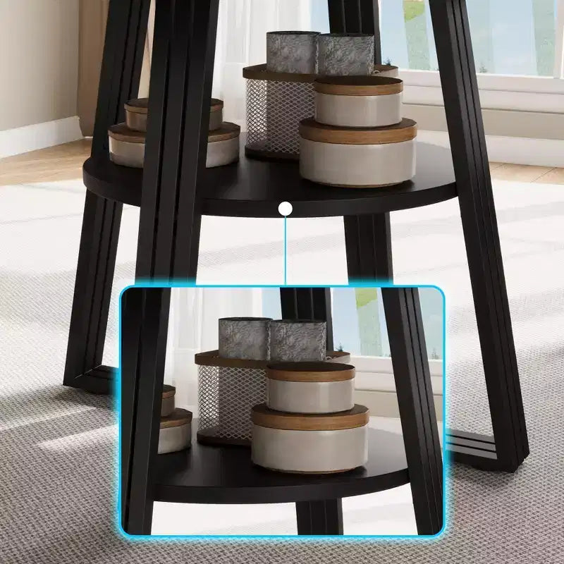 Table à manger ronde pour 4-6 personnes, table de cuisine de style ferme de 120 cm avec rangement, tables à dîner circulaires pour la cuisine, la salle à manger, le salon, la salle de réunion