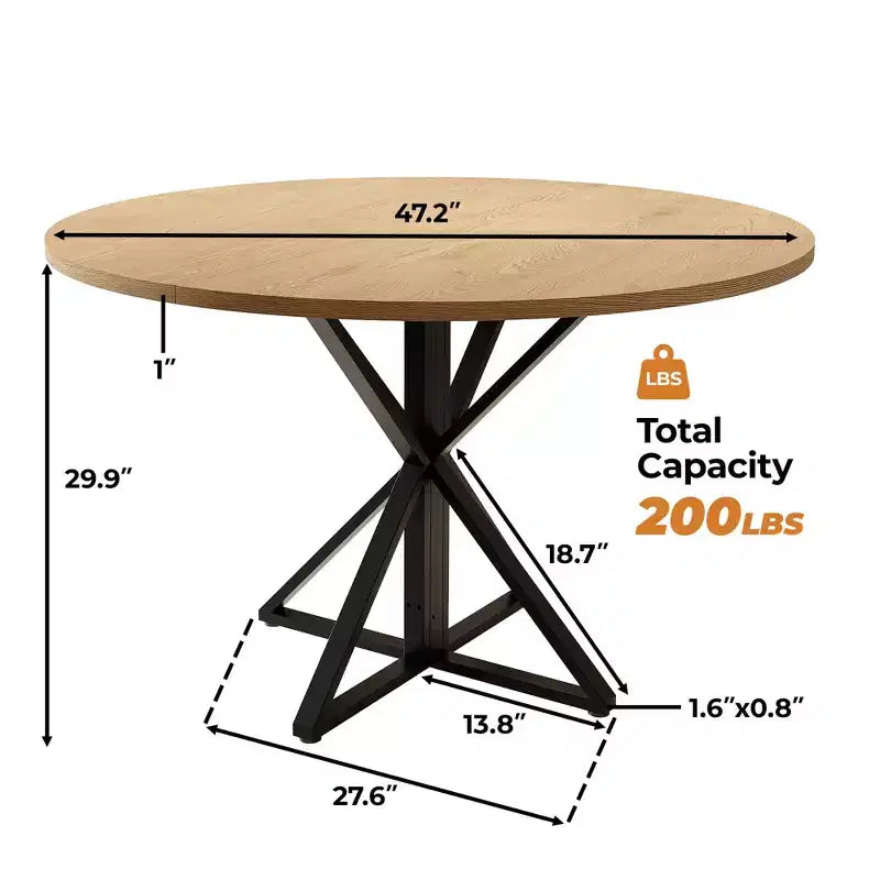 Table à manger ronde pour 4-6 personnes, table de cuisine de style ferme de 120 cm avec rangement, tables à dîner circulaires pour la cuisine, la salle à manger, le salon, la salle de réunion